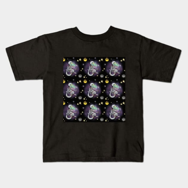 Space dino Kids T-Shirt by Roots0121